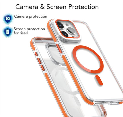 Camera Protector Stand Magnetic Phone Case for Magsafe iPhone 16 15 14 Pro Max Plus 13 12 11 Cases Clear Shockproof Hard Cover