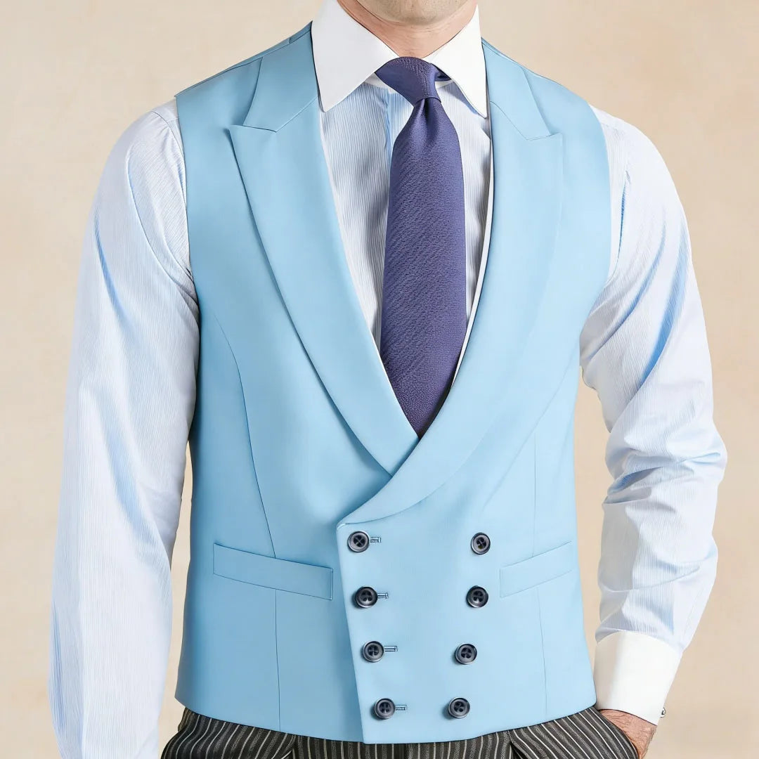 Men Vest White With Lapel Solid Double Breasted Waistcoat For Wedding Banquet Business Work Office Casual Daily Men Suit Vest