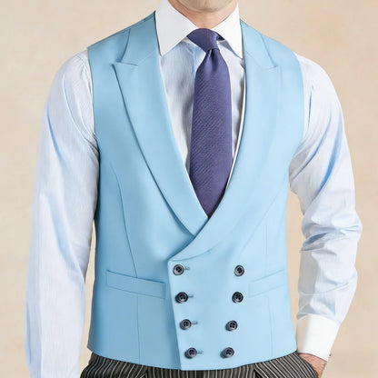 Men Vest White With Lapel Solid Double Breasted Waistcoat For Wedding Banquet Business Work Office Casual Daily Men Suit Vest
