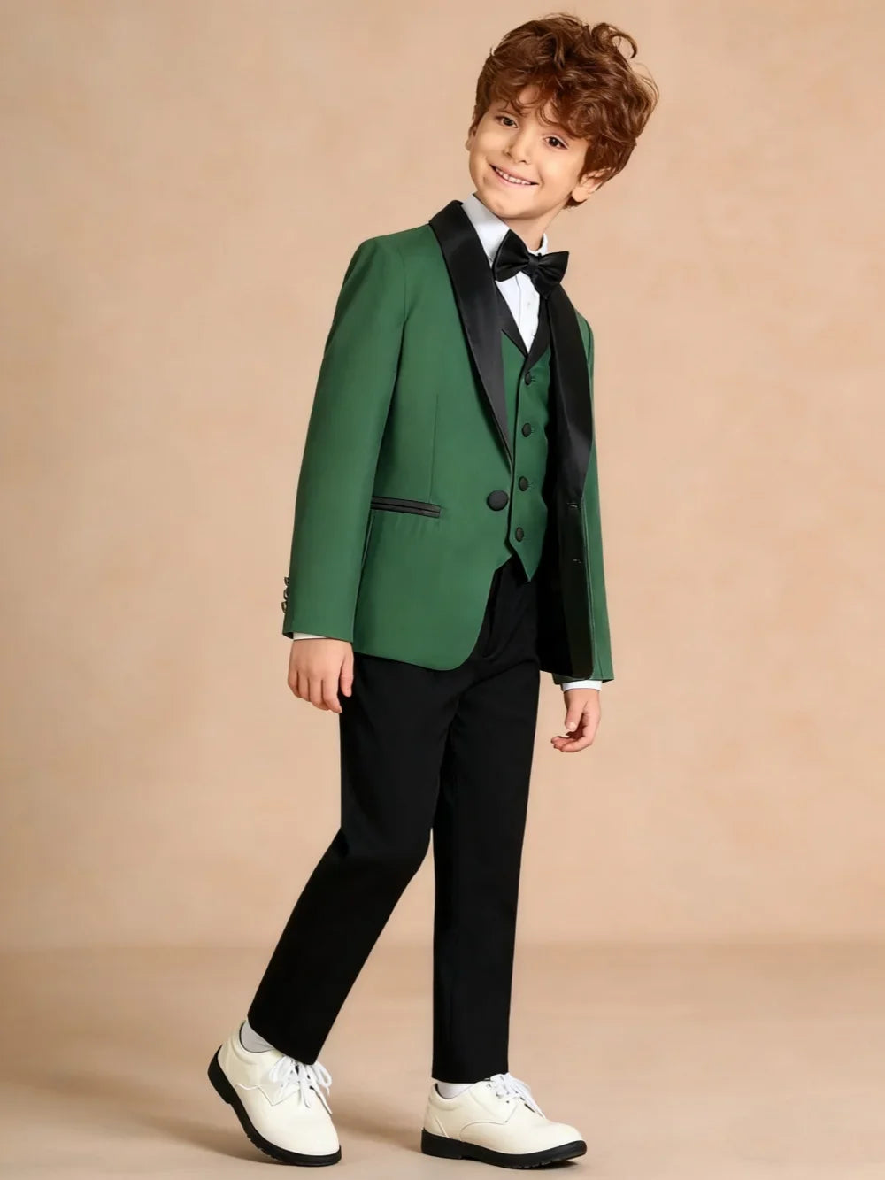 2026 New Boys Slim Fit Suit Set 4 Pieces Wedding Ring Bearer Outfit Handsome Shawl Lapel Suits For Kids Banquet Tuxedo 3-14T