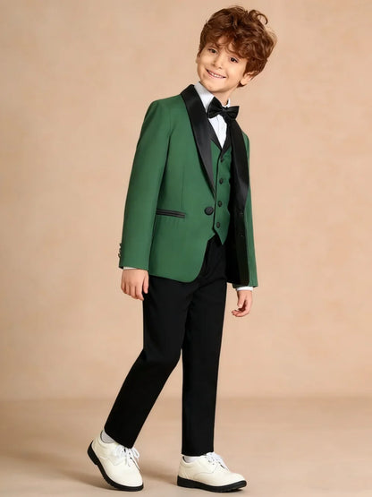 2026 New Boys Slim Fit Suit Set 4 Pieces Wedding Ring Bearer Outfit Handsome Shawl Lapel Suits For Kids Banquet Tuxedo 3-14T
