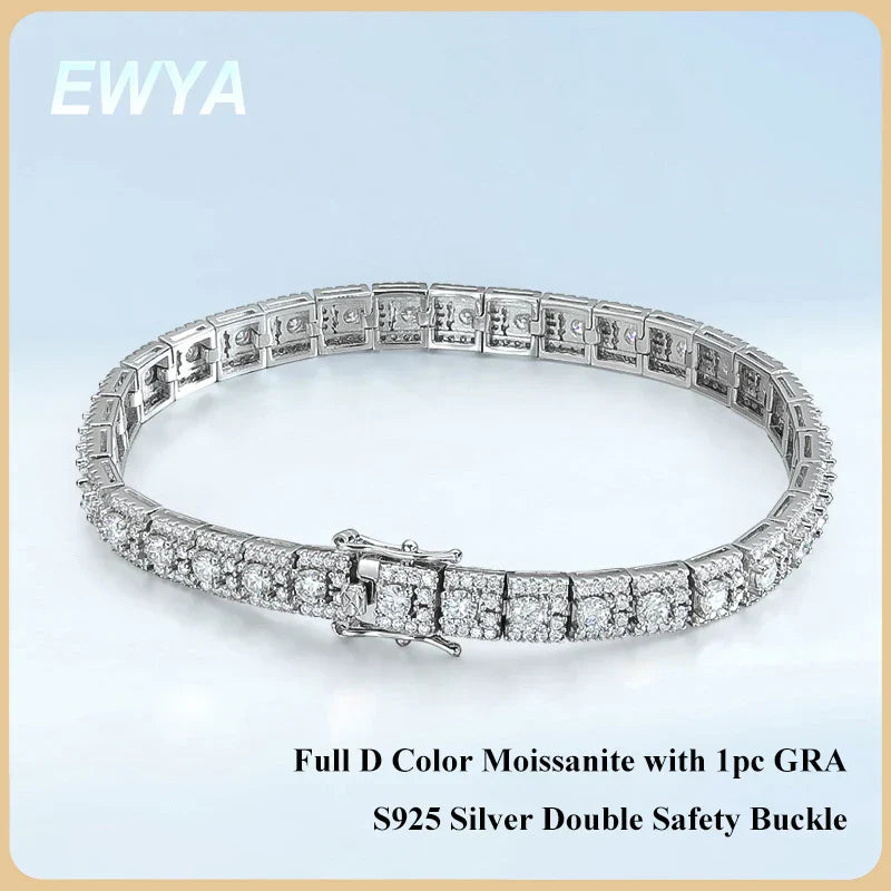 GRA Certified Full Moissanite Diamond Tennis Bracelet D Color For Woman Man 925 Silver Couple Chain Bangle Bracelets Gift