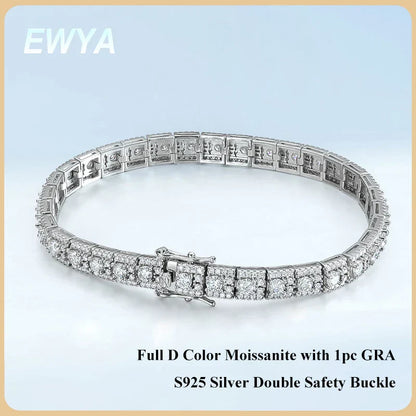 GRA Certified Full Moissanite Diamond Tennis Bracelet D Color For Woman Man 925 Silver Couple Chain Bangle Bracelets Gift