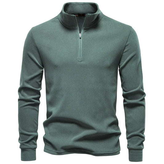New Men Solid Color Zipper Soft Shell Sweatshirt Long Sleeve Breathable Warm Pullover Casual Streetwear Jacket‌