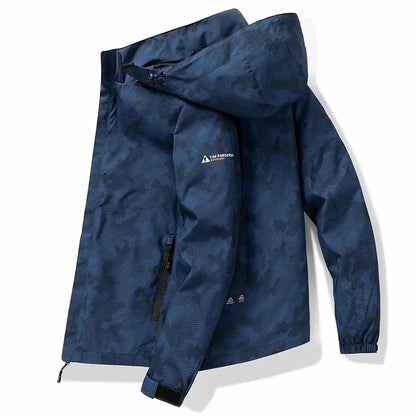 Spring Men's Windbreaker Korean Fashion Loose Waterproof Hooded Coat Outdoor Leisure Function Camping Camo Jacket Men's Workwear