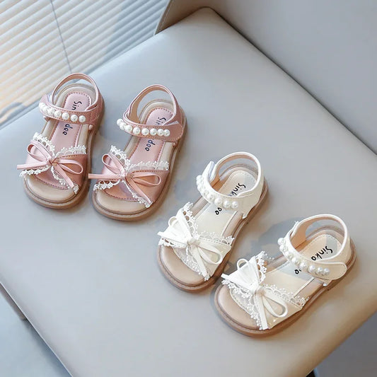 Kids Summer Beach Shoes Bow New Classmate Baby Soft Sole Fashion Girls Sandals Non-slip Princess Shoes Size 25-30
