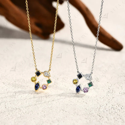 S925 Sterling Silver Necklace 18K Yellow White Gold Plated O-chain Pear Zircon Marquise Sapphire Jewelry Gift For Women