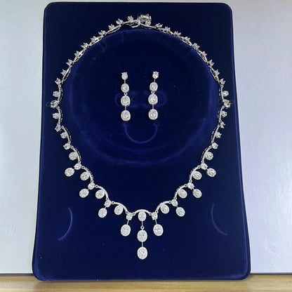 Simple Cubic Zirconia Tassel Water Drop Necklace Europe Bride Wedding Ball Jewelry Set For Women Dinner Party Accessories X0584