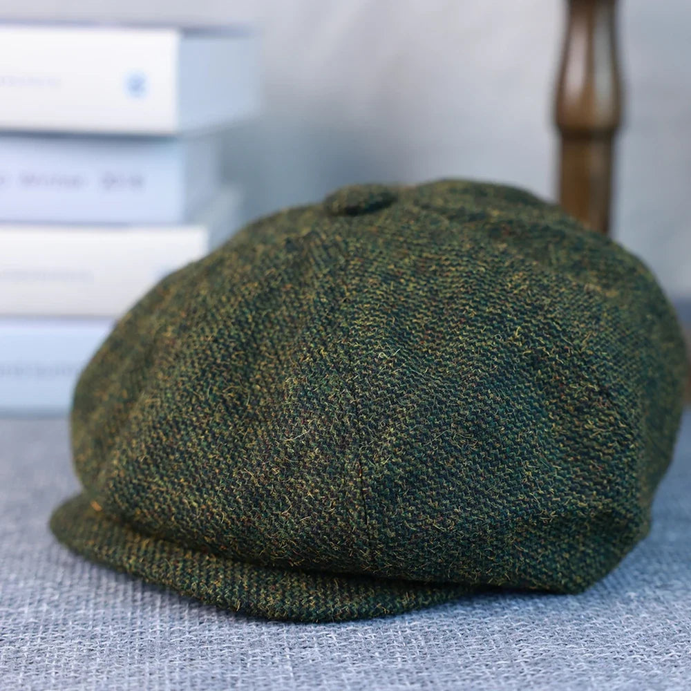 New Vintage Men's Wool Newsboy Cap Brown Green Women Men Berets Classic Woolen Octagonal Caps Casual Gatsby Flat Hat 003