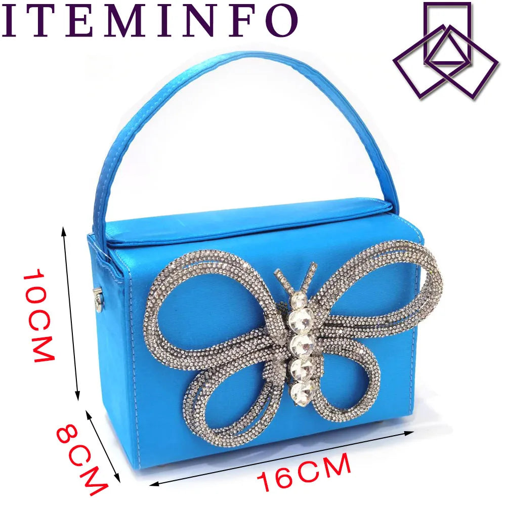 2023 Ladies Pointed-Toe Party High Heels Magenta Colour Bow Rhinestone Stereo Bag Evening  African Wedding Shoe And Bag Set
