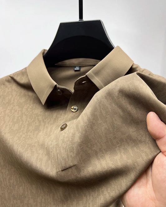 High end jacquard design short sleeve T-shirt men new summer ice silk breathable and cool lapel top fashionable brand POLO shirt