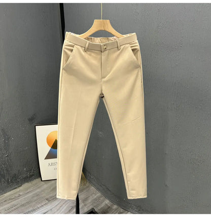Men's Clothing Summer Fashion Business Casual All Match Suit Pants Formal Strecth Solid Straight Slim Trousers Pantalones Hombre