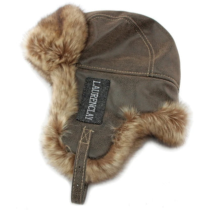 Bomber Hat New Thick Warm Men Women Russian Fur Hat Male Windproof PU Leather Ski Trapper Earflap Cap Winter Hat Ushanka