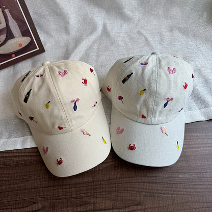 Cute Cartoon Embroidery Baseball Cap Personality Graffiti Baseball Cap Men and Women Outdoor Sports Leisure Sunshade Cap