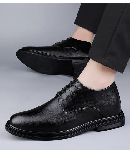 Men Dress Shoes Elevator Shoes Platform Breathable Casual Business Luxury Genuine Leather Soft Heightening Shoes 7CM Taller Male