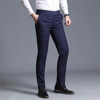Autumn New Men's Suit Pants, Asian Sizes Office Trousers, Available in Blue, Red, Gray, and Black.