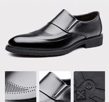 2026 New Designer Leather Shoes for Men Spring Autumn Business Casual Shoes Male Fashion Solid Color Wedding Shoe Man