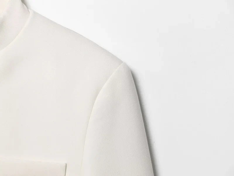 2025 autumn winter new professional women's simple fashion white short commuting zhongshan collar suit jacket
