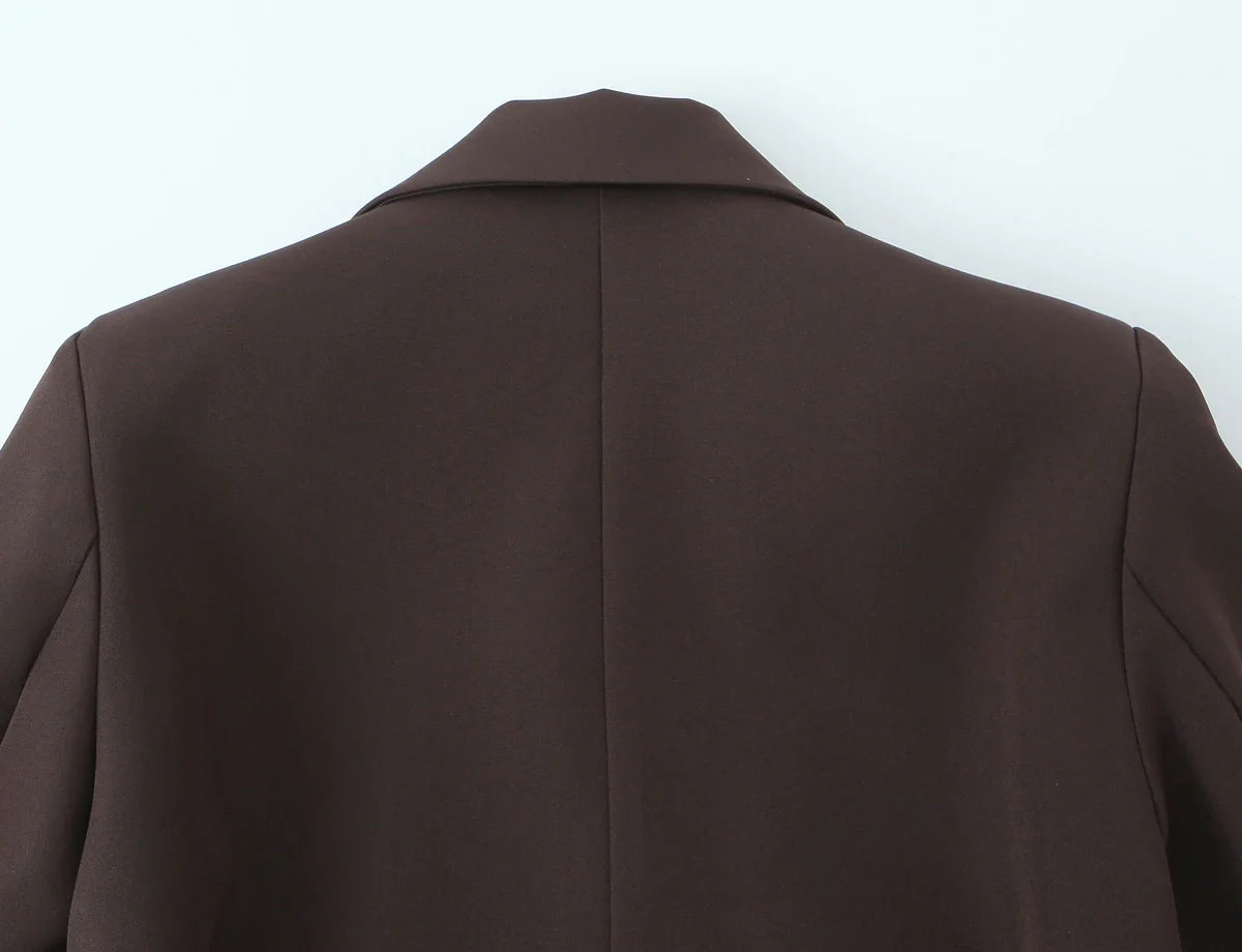 European and American Style New Women's Fashion Versatile Loose Casual Double Belt Slimming Gunlapel Blazer Coat