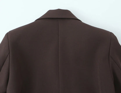 European and American Style New Women's Fashion Versatile Loose Casual Double Belt Slimming Gunlapel Blazer Coat