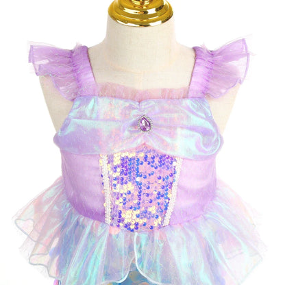 Mermaid Dress for Girl Charm Princess Cosplay Sequin Bling Costume for Kids Girl Fish Beauty Birthday Party Halloween Clothing