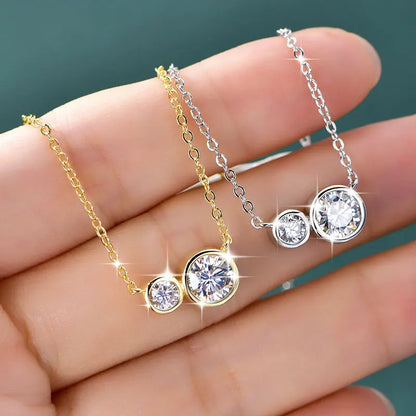 GRA Certified D VVS1 1.0CT Moissanite Diamond Round Pendant Necklace for Women Chain Fine Neck Jewelry Gifts Collares