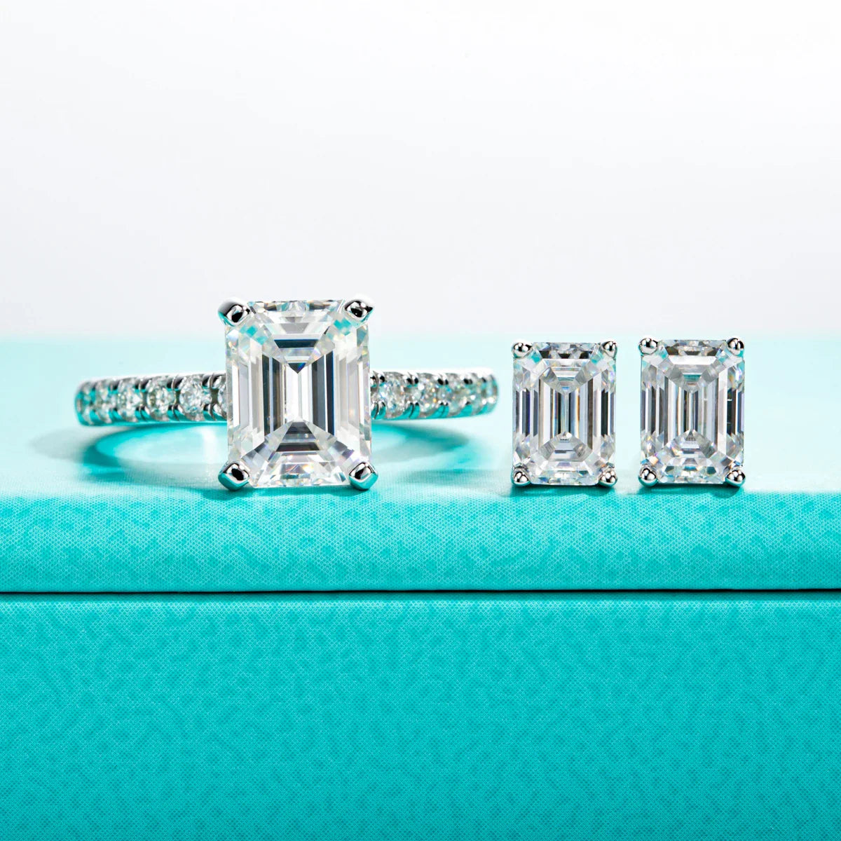 3ct Emerald Cut D Color Moissanite Engagement Rings For Women 925 Sterling Silver Luxury Wedding Ring Jewelry Wholesale