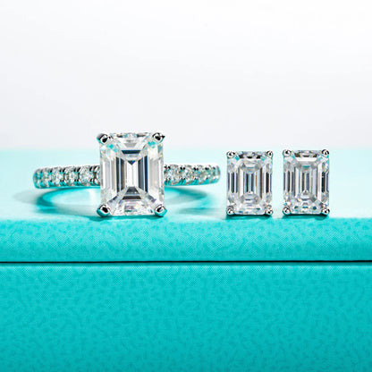 3ct Emerald Cut D Color Moissanite Engagement Rings For Women 925 Sterling Silver Luxury Wedding Ring Jewelry Wholesale