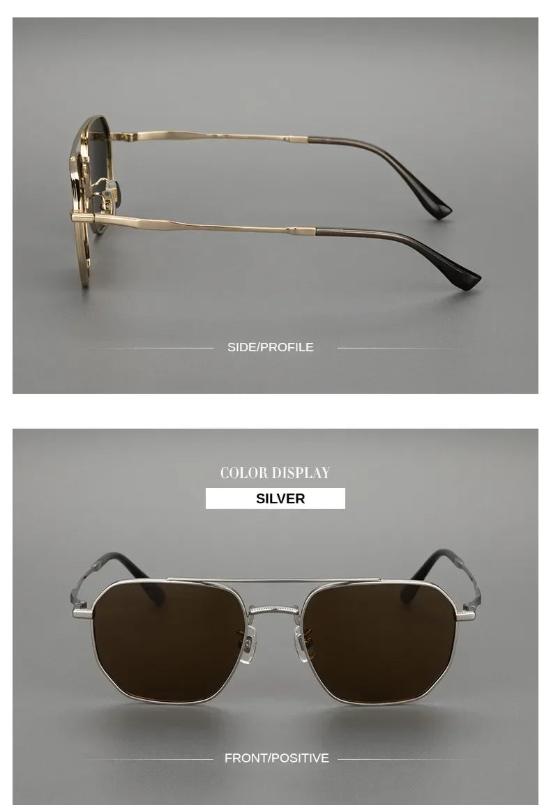 Top Quality Pure Titanium Pilot Polarized Sunglasses Men Outdoor Driving Night Vision Shades Anti-Glare Fishing UV400