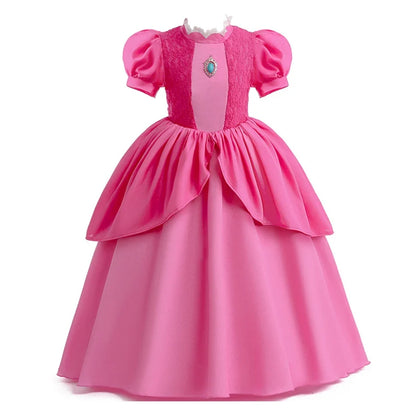 2026 New Child Summer Pink Peach Princess Dress Up Baby Clothes Kids Birthday Party Dresses Little Girls Carnival Costume