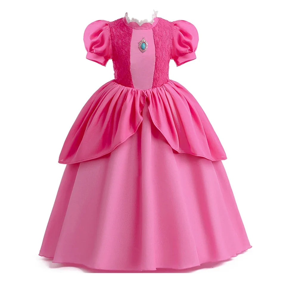 2026 New Child Summer Pink Peach Princess Dress Up Baby Clothes Kids Birthday Party Dresses Little Girls Carnival Costume