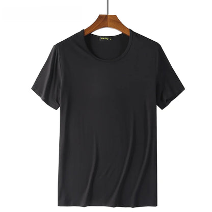 2 Piece Lots 95% Bamboo Fiber T Shirt Men Short Sleeve Tee Solid Color Summer Tops Plain Tshirt Crew Neck White Gym Clothing New