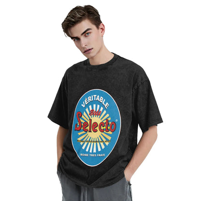 Novelty Selecto Algeria T-Shirt Men Round Neck Pure Cotton Washed T Shirt  Short Sleeve Tee Shirt Party Clothes