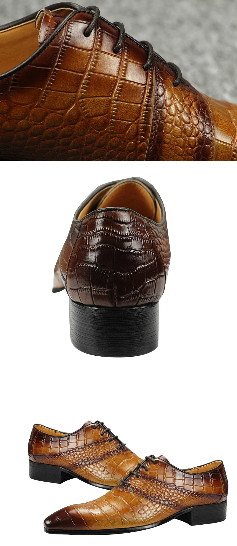 Men's Invisible Height Increasing Elevator Shoes Genuine Leather Formal Dress Oxfords Business Shoes Durable Rubber Outsole