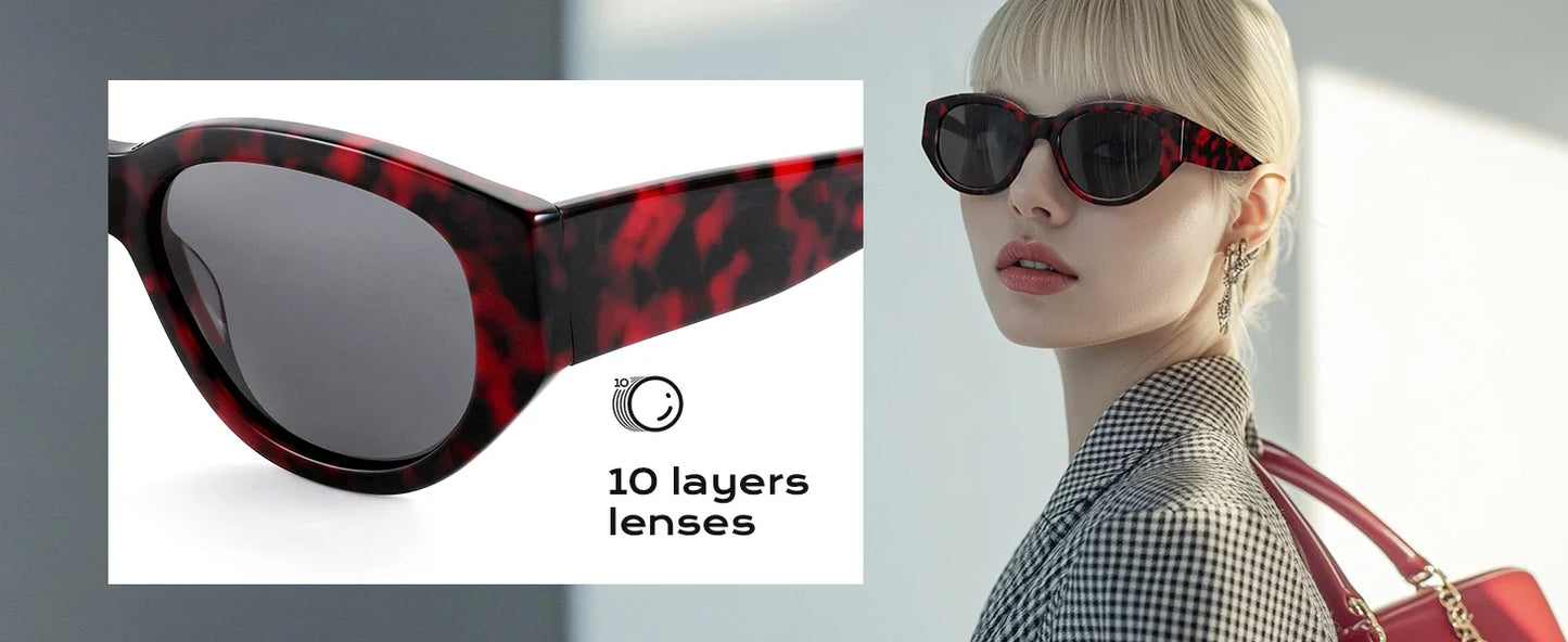 Women Butterfly Acetate Polarized Sunglasses Thick Frame UV400 Protection Sun Glasses Fashionable Ladies Shopping Gift