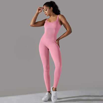Fitness Sports Jumpsuit Screw Thread Sleeveless Bodysuit Women Seamless Set Full Seasons Casual Fitness Sporty Playsuit