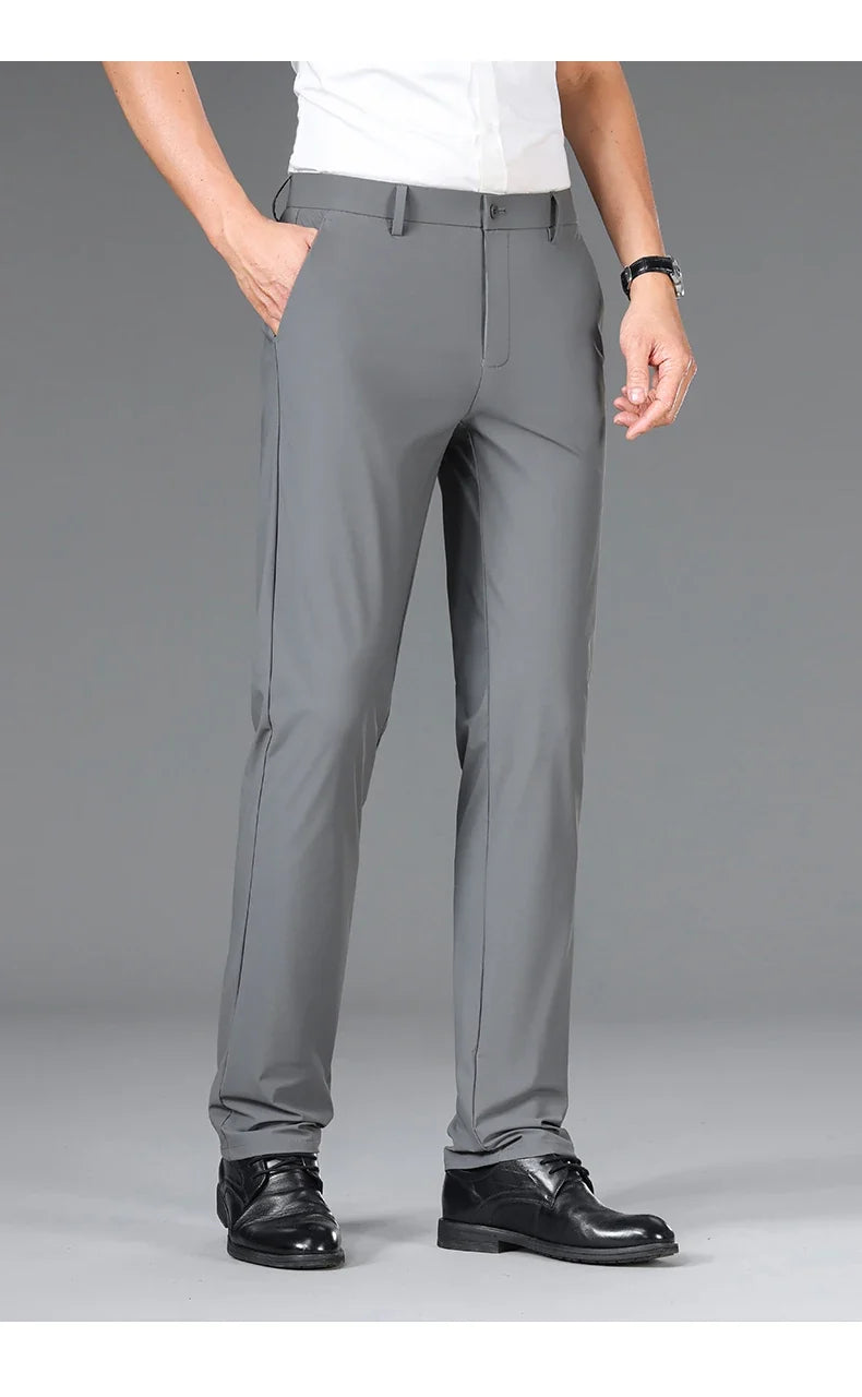 Brand Clothing 2026 Summer High Stretch Men's Casual Pants Quick Dry Business Straight Pants Thin Formal Suit Trousers Male 40