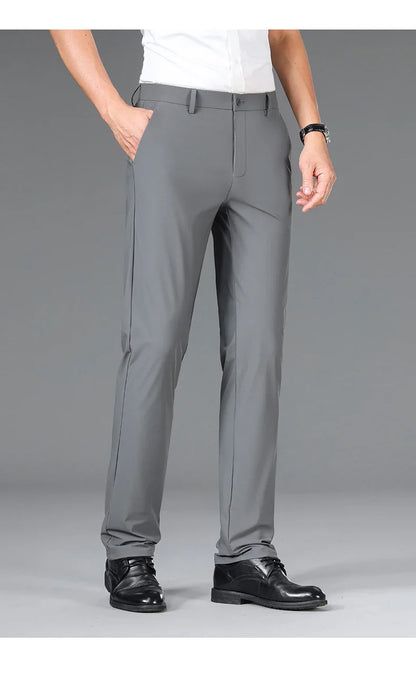 Brand Clothing 2026 Summer High Stretch Men's Casual Pants Quick Dry Business Straight Pants Thin Formal Suit Trousers Male 40