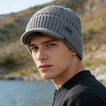 Unisex Warm Winter Hats Stylish Add Fur Lined Soft Beanie Cap With Brim Thick Winter Knitted Hats For Men & Women Dropshipping