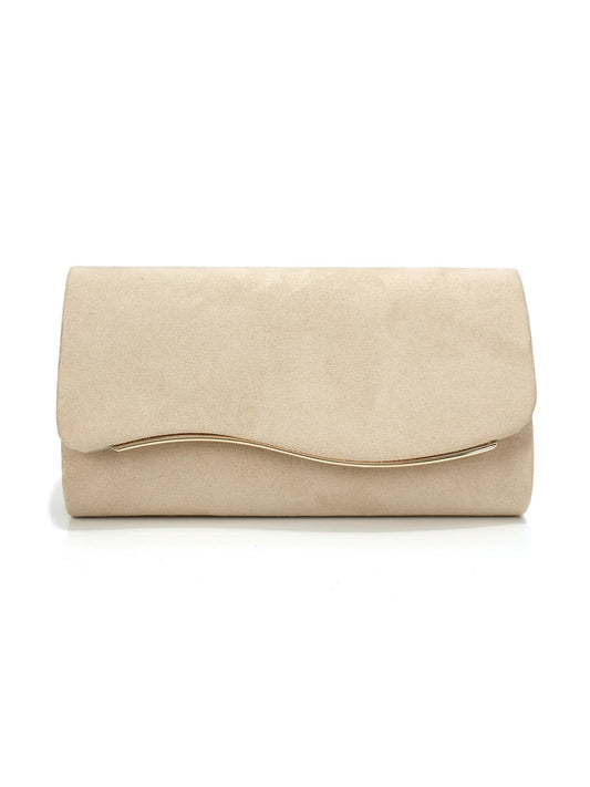 New Design Envelope Design Women Evening Bags Apricot Velvet Glitter Metal Clutch Bags With Shoulder Chain For Wedding