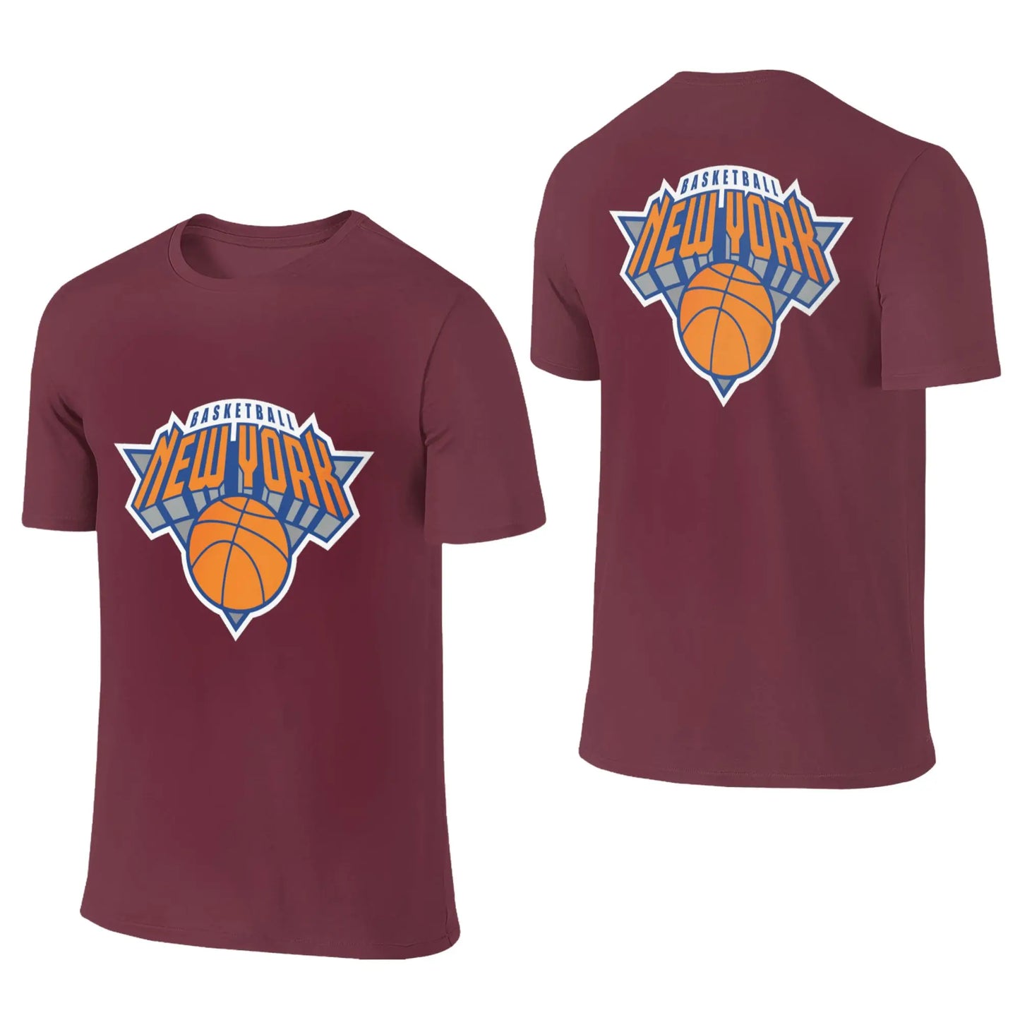 100% Cotton New York Basketball T-Shirt Men's Double Sided T Shirt Men O-Neck Summer Shirts Tops Oversized