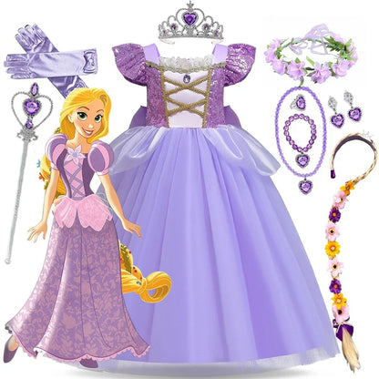 Girl Disney Rapunzel Dress Kids Tangled Disguise Children Carnival Princess Costume Birthday Party Gown Outfit Clothes Vestidos