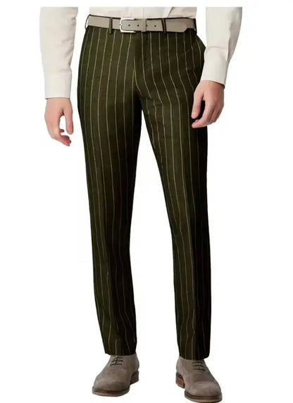 New Men's Suit Pants Haute Couture Grey Striped Slim Fit Business Formal Casual Suit Pant Groom's Dress Pants Office Banquet