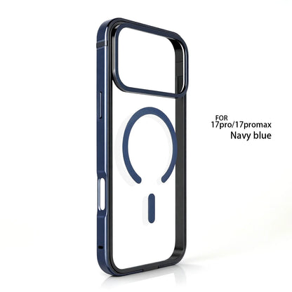 High End Metal Frame Phone Case, For IPhone 17 Pro 17 Promax Magsafe Magnetic Charging HD Backplate Phone Protection Cases
