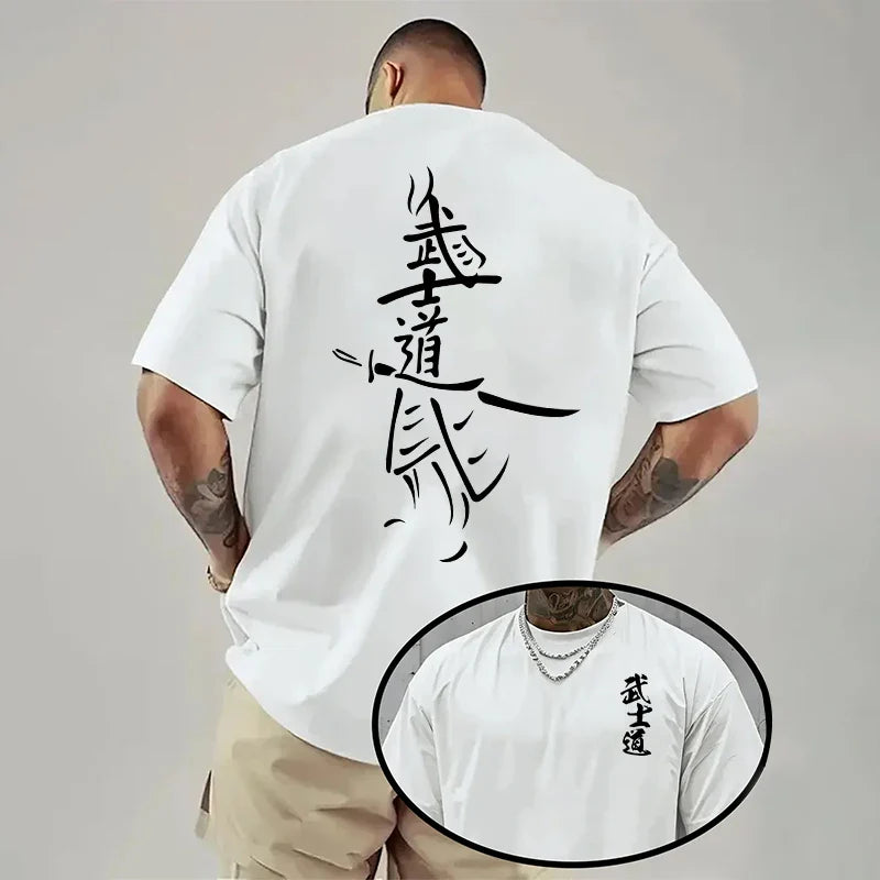 Japan Bushido Print T-shirt for Man 2026 Spring Summer Daily Casual Fashion Short Sleeve Top Male Home Outdoor Comfort Cool Tees
