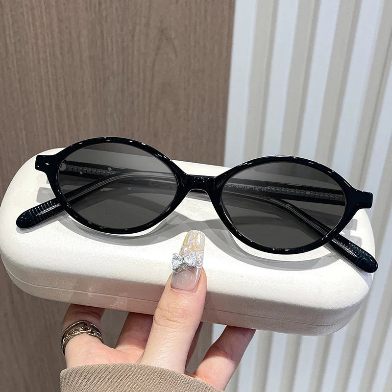 Simple Geometric Oval Small Frame Retro Design Women's Polarized Sunglasses UV Protection Customizable Prescription K9142