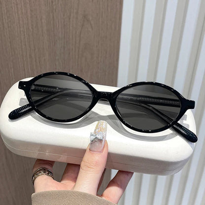 Simple Geometric Oval Small Frame Retro Design Women's Polarized Sunglasses UV Protection Customizable Prescription K9142