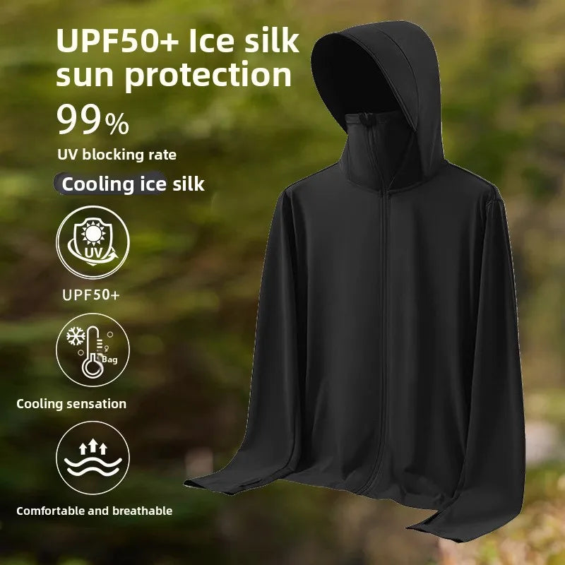 UPF50 UV Protection Ice Silk Cool Feeling Sun Protection Clothing Lightweight Breathable Fishing Jacket Outdoor Sports Shirt