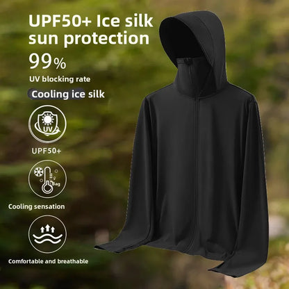 UPF50 UV Protection Ice Silk Cool Feeling Sun Protection Clothing Lightweight Breathable Fishing Jacket Outdoor Sports Shirt