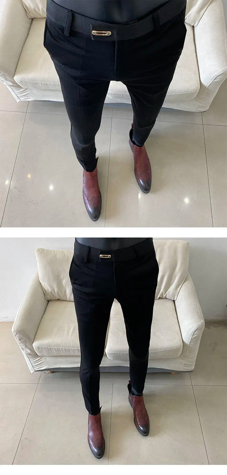 Men Suit Pant 2025 Autumn Solid Elastic Waist Dress Pants Calça Masculina Men Slim Business Office Social Ankle Length Trousers